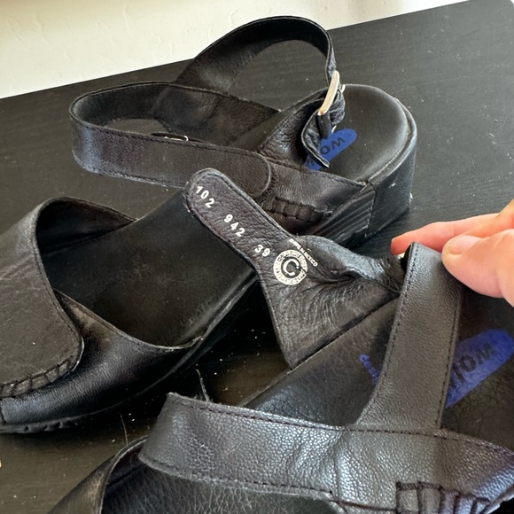 Wolky Shira Black Leather Wedge Sandals - Picture 7 of 7